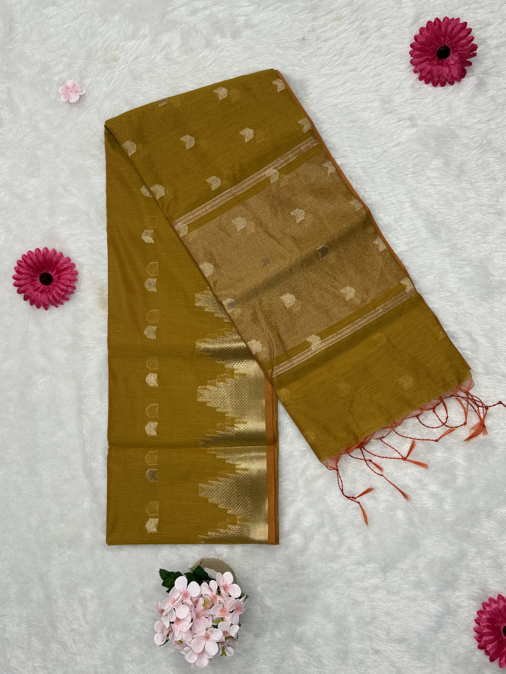 Maheswari - Cotton Silk - Mustard Arrow