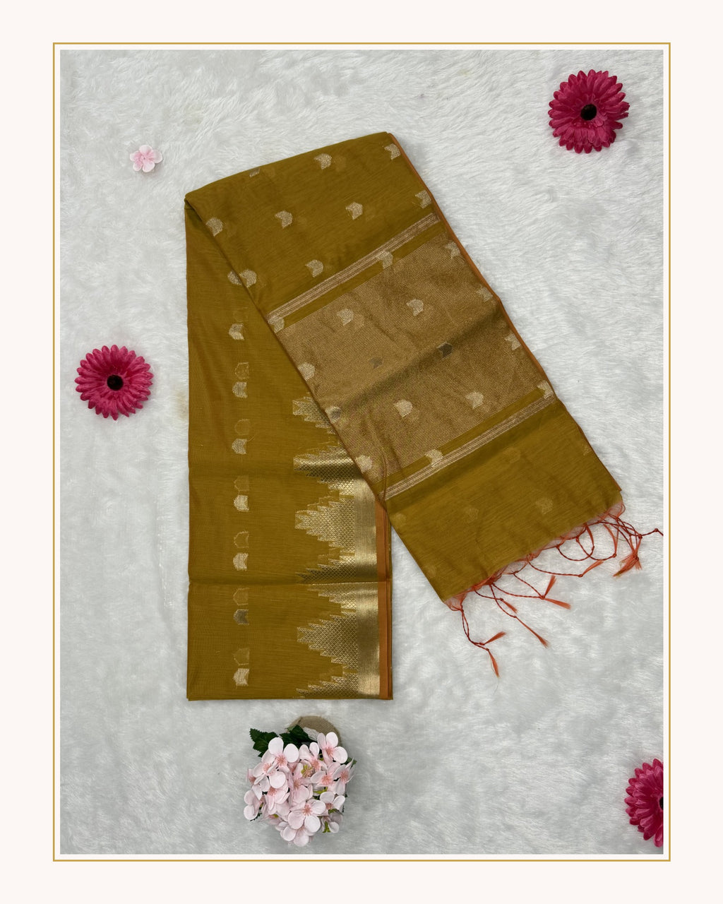 Maheswari - Cotton Silk - Mustard Arrow