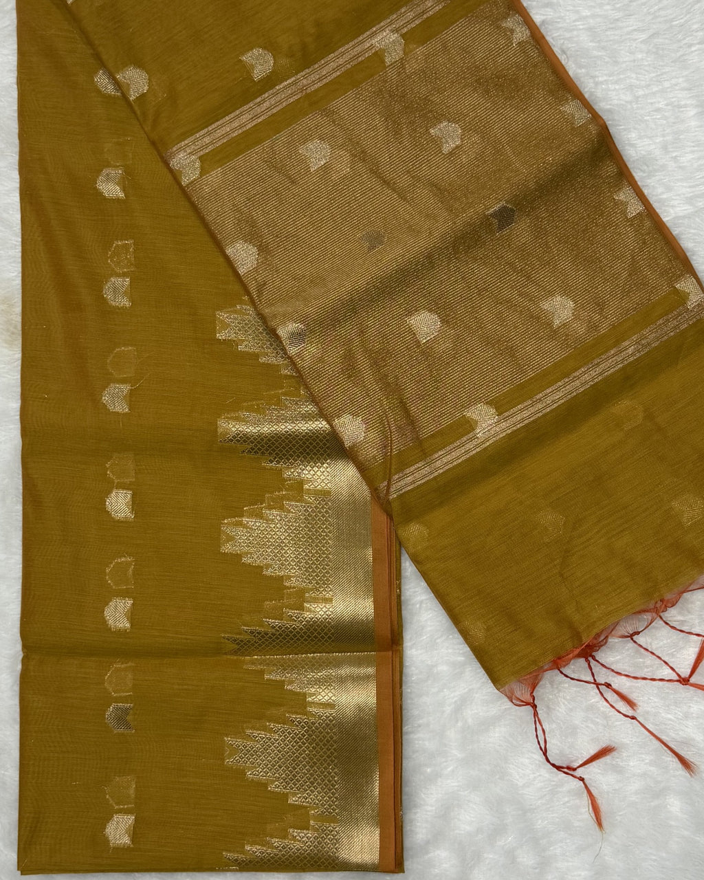 Maheswari - Cotton Silk - Mustard Arrow