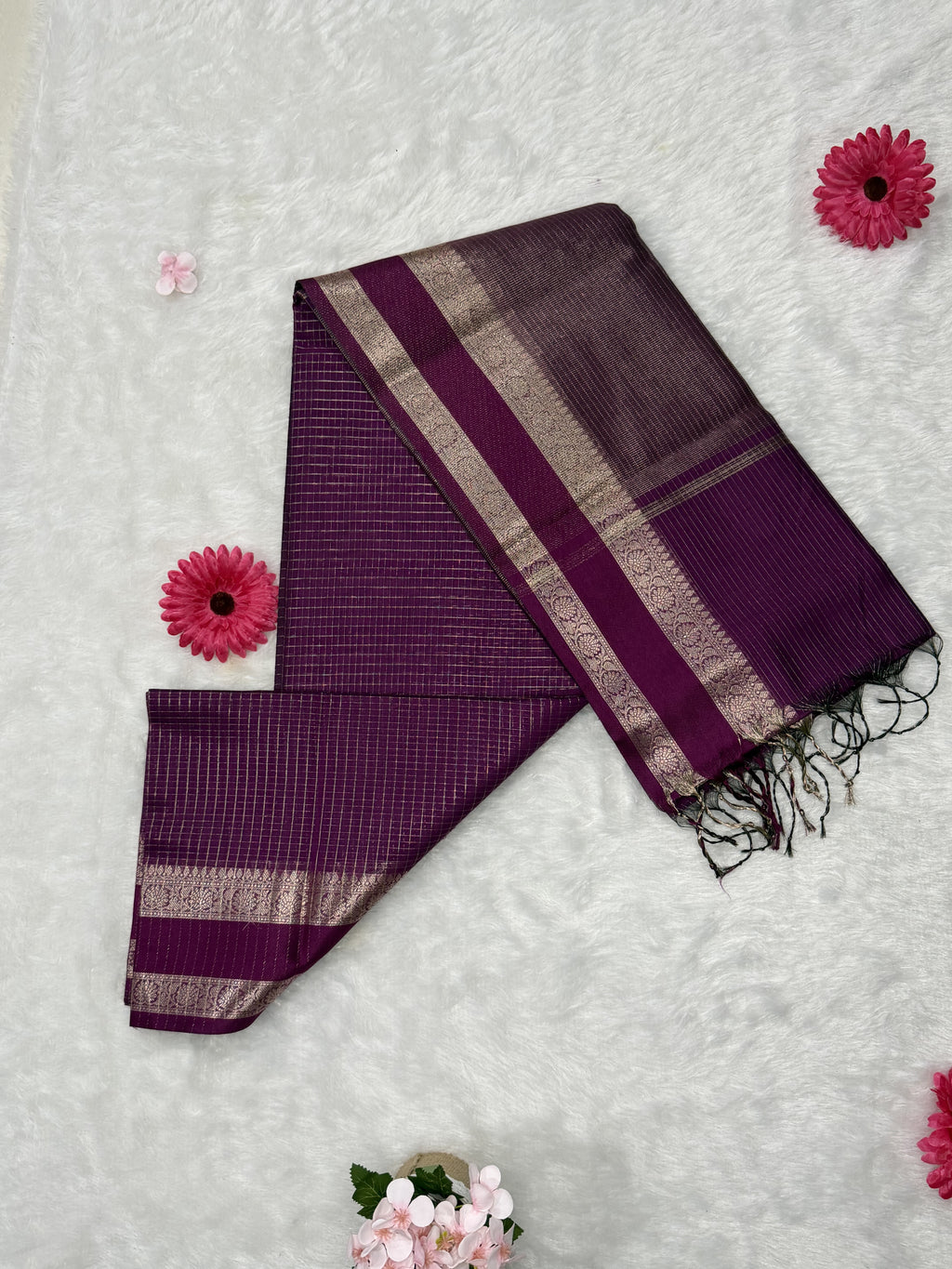 Maheshwari - Cotton Silk - Purple checks