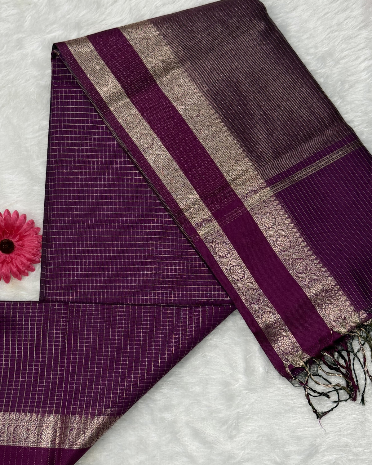 Maheshwari - Cotton Silk - Purple checks