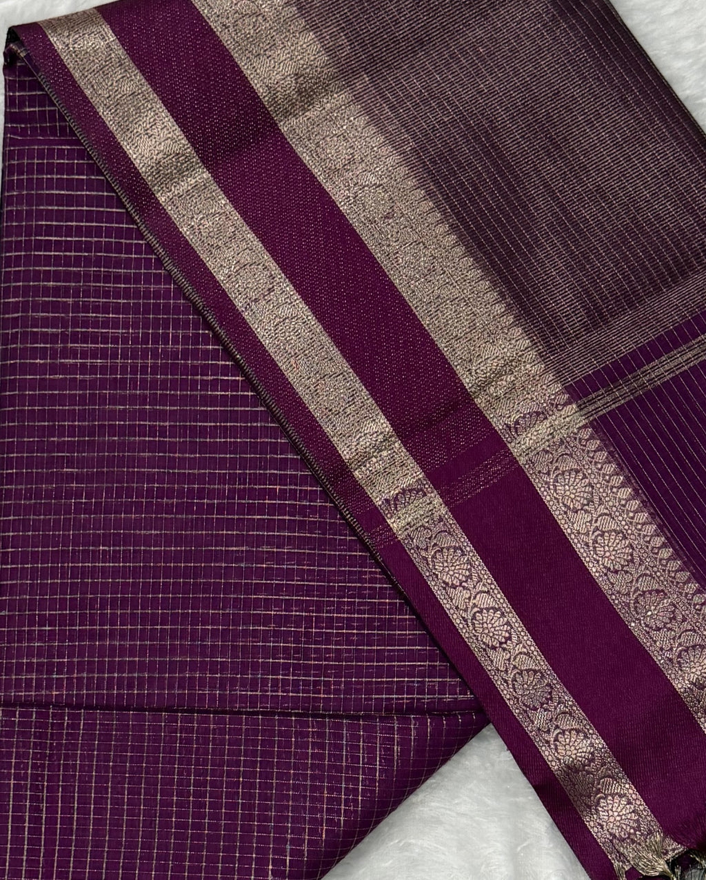 Maheshwari - Cotton Silk - Purple checks