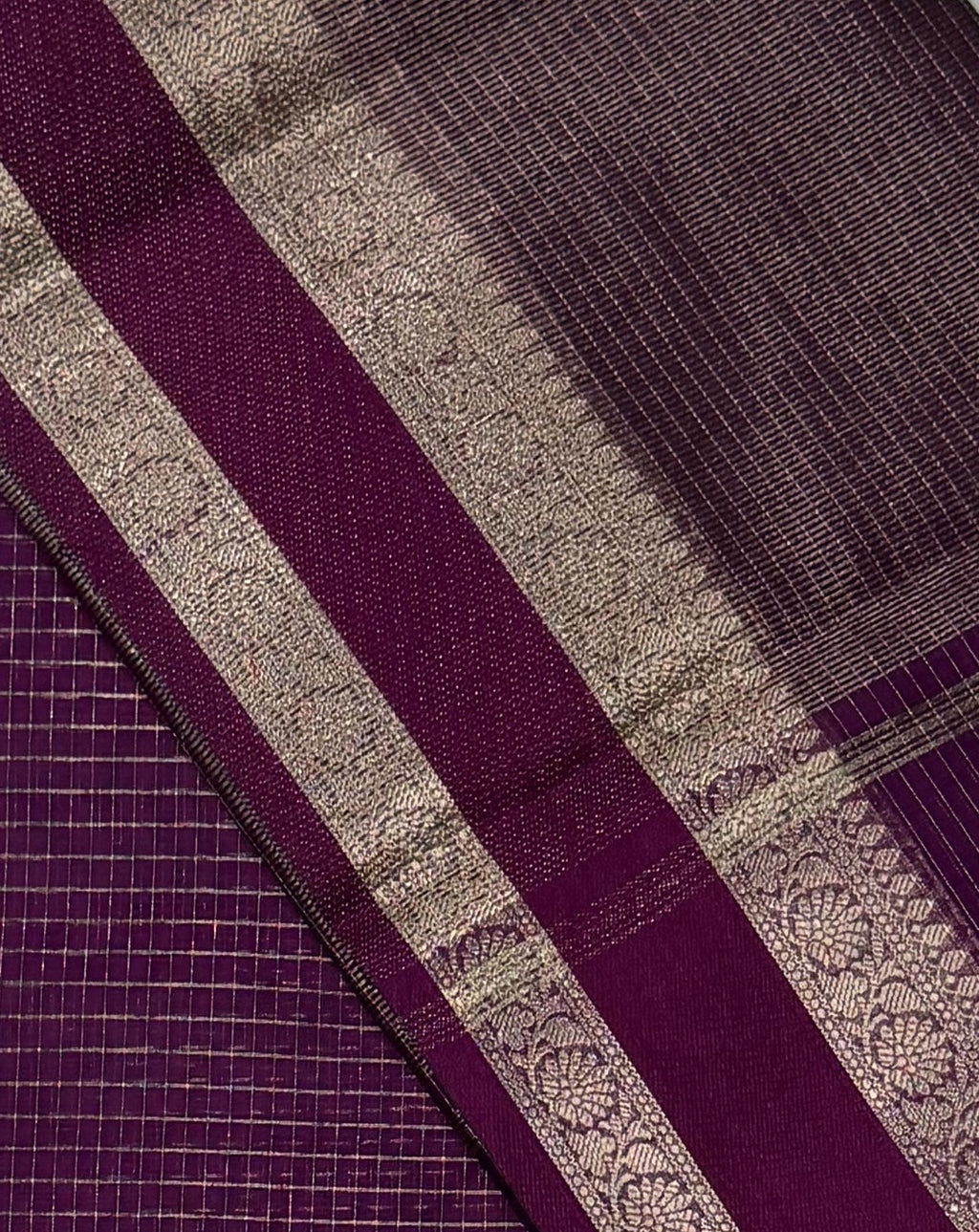 Maheshwari - Cotton Silk - Purple checks