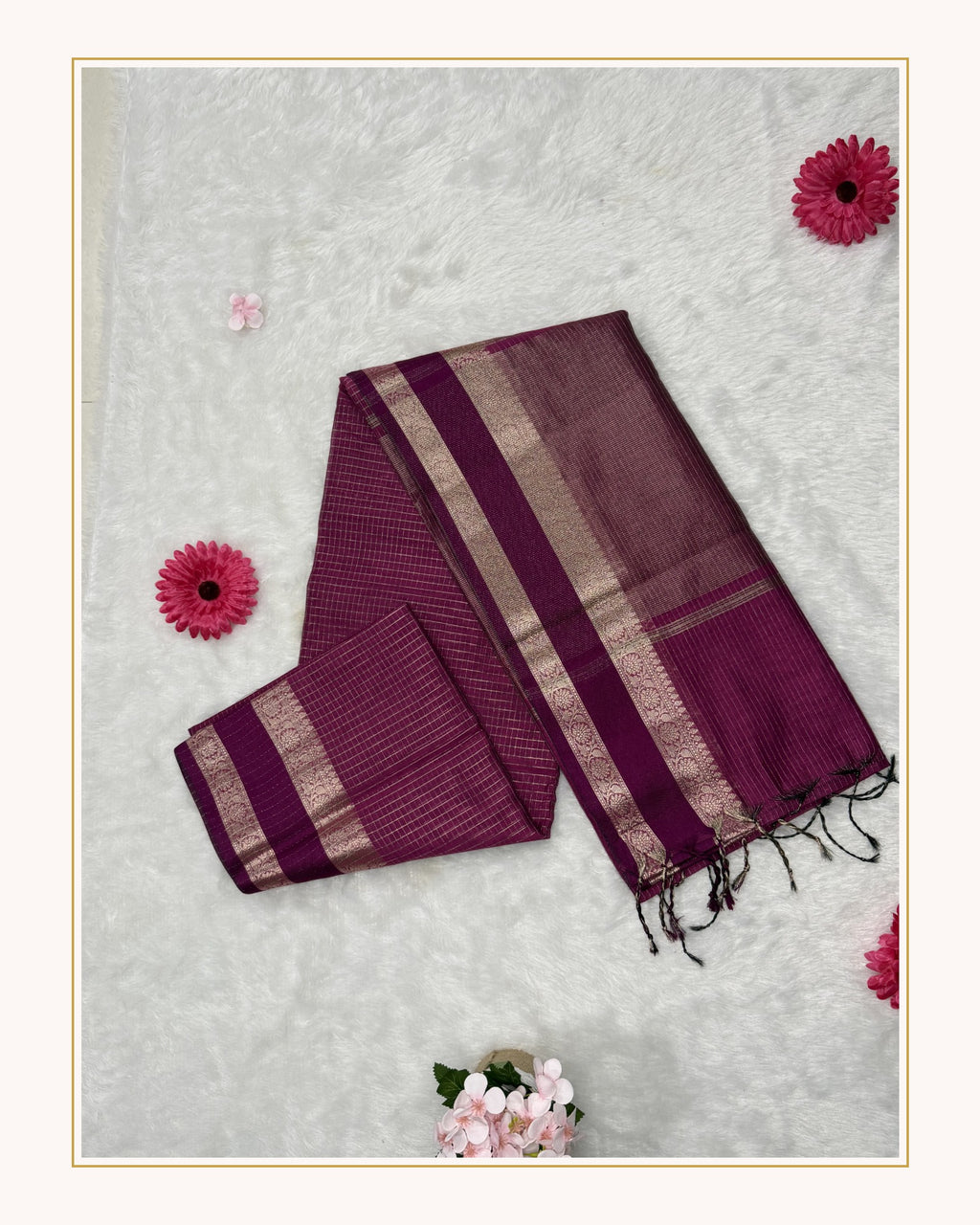 Maheshwari - Cotton Silk - Dark Pink checks
