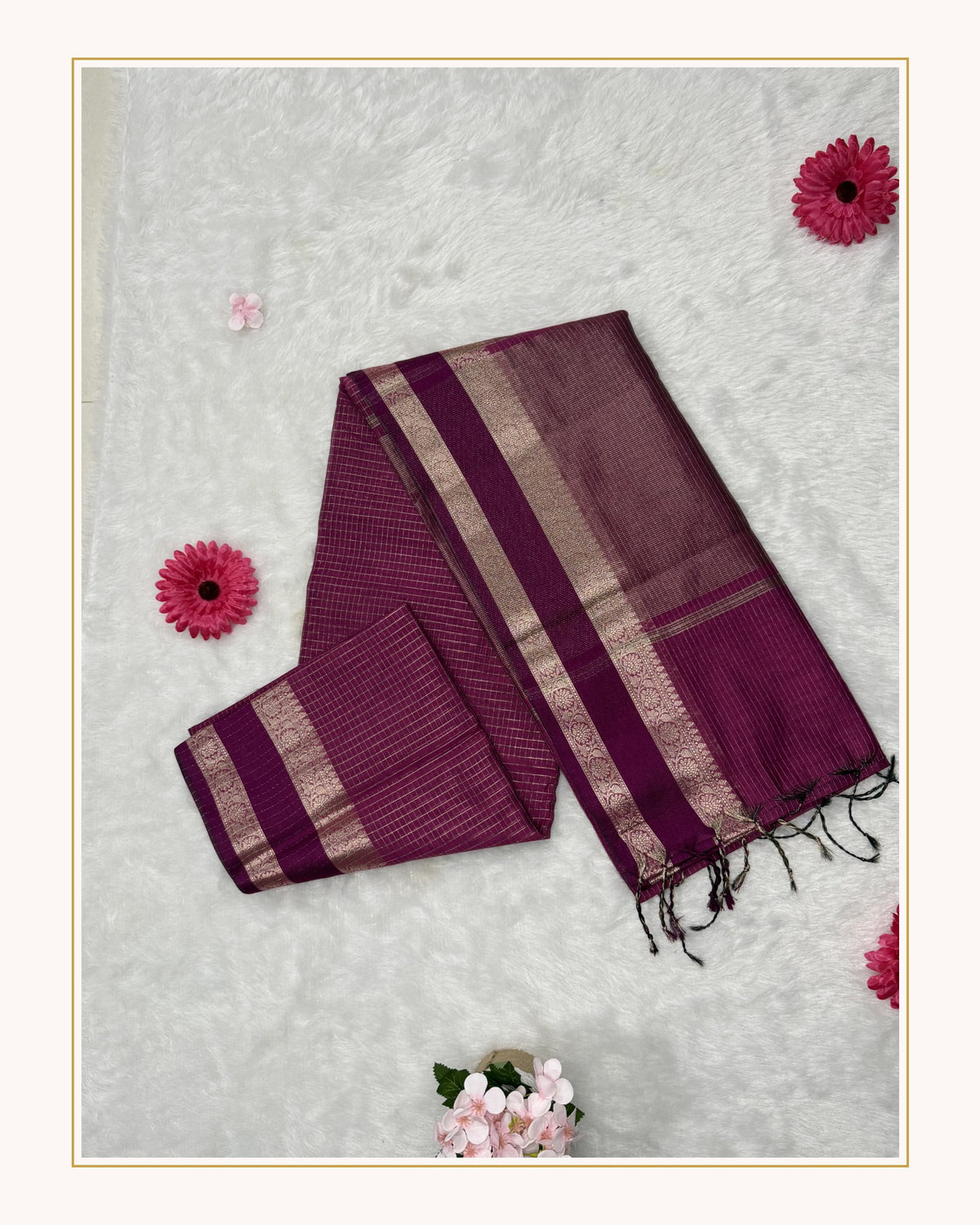 Maheshwari - Cotton Silk - Dark Pink checks