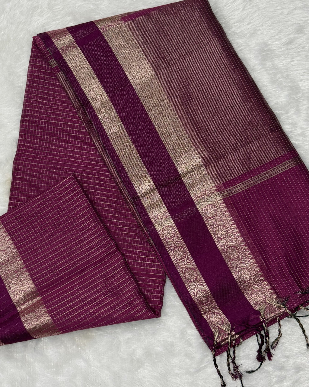 Maheshwari - Cotton Silk - Dark Pink checks