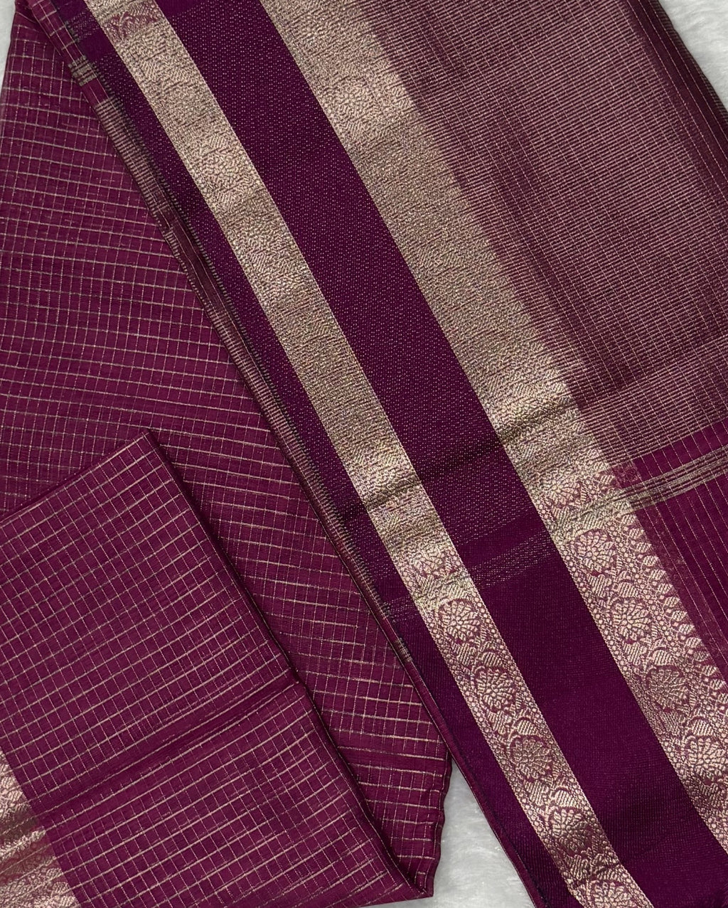 Maheshwari - Cotton Silk - Dark Pink checks