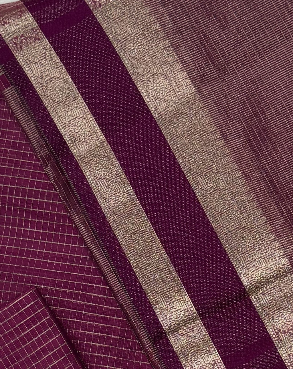 Maheshwari - Cotton Silk - Dark Pink checks
