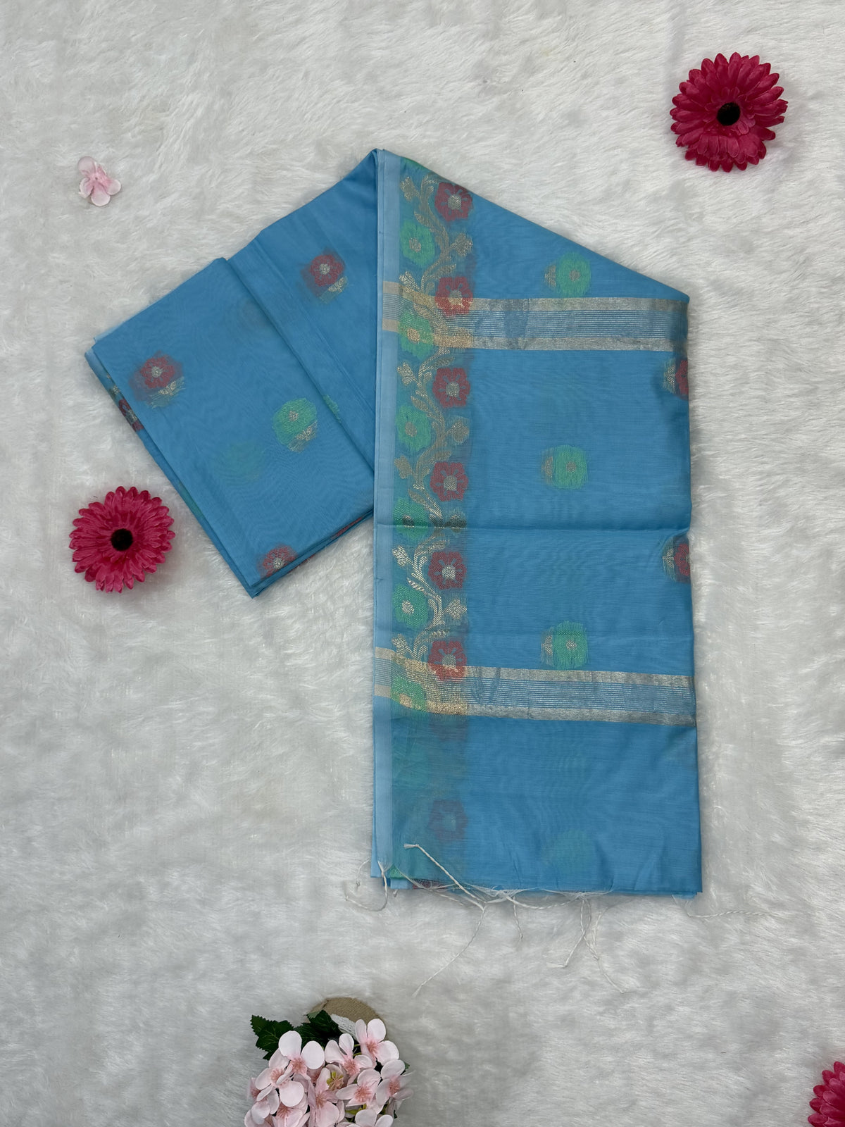 Maheswari - Cotton Silk - Light Blue