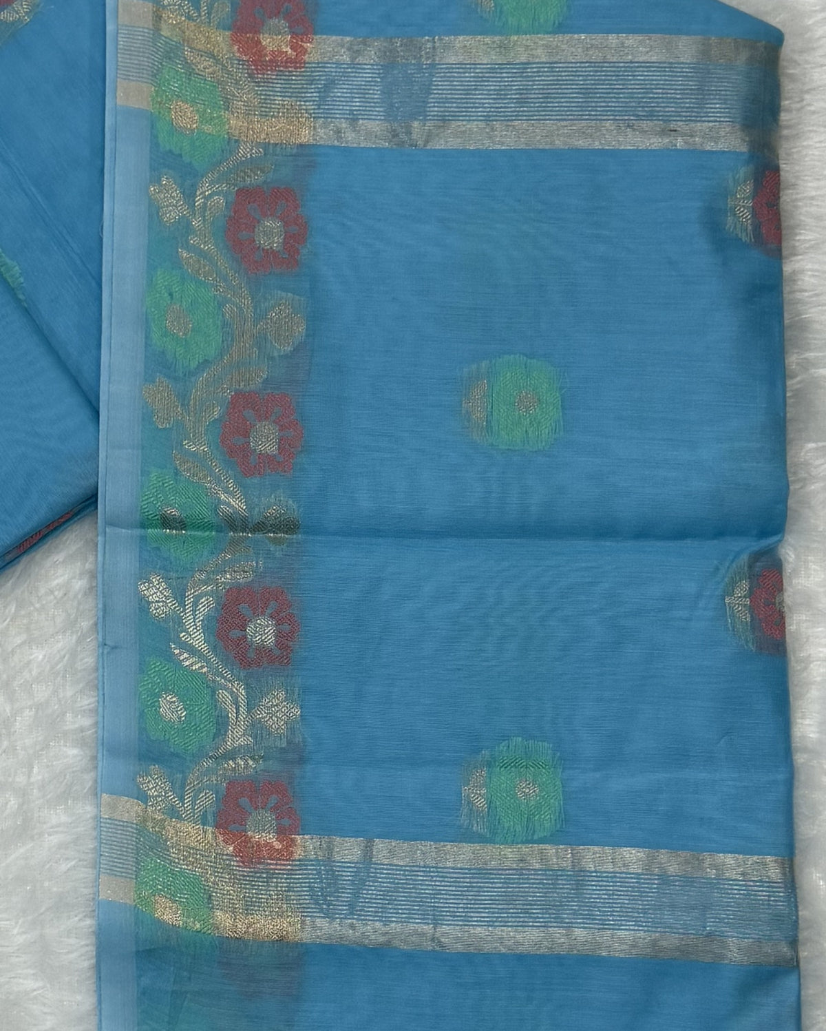 Maheswari - Cotton Silk - Light Blue Kali Butta