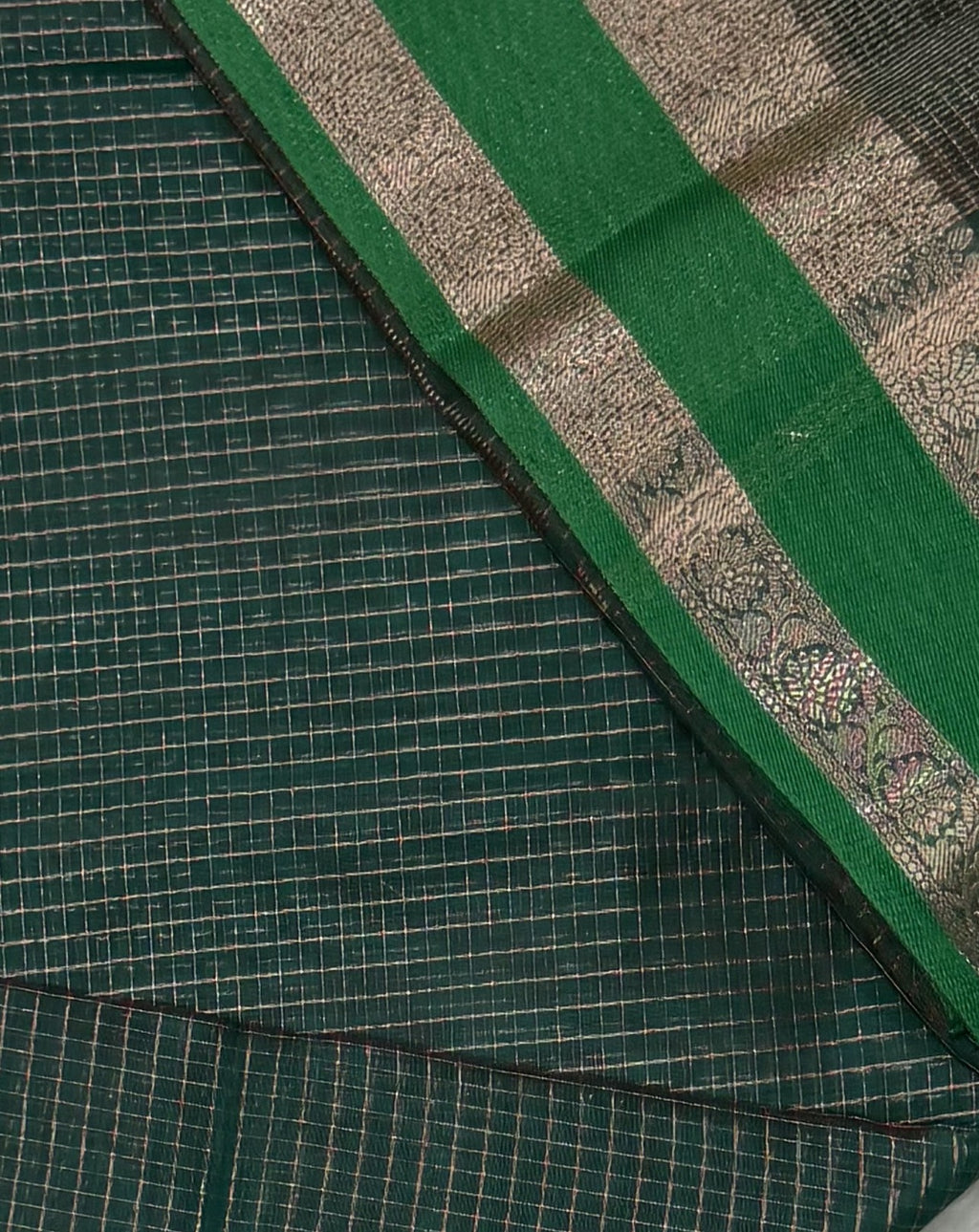 Maheshwari - Cotton Silk - Light Green Red D checks Zari