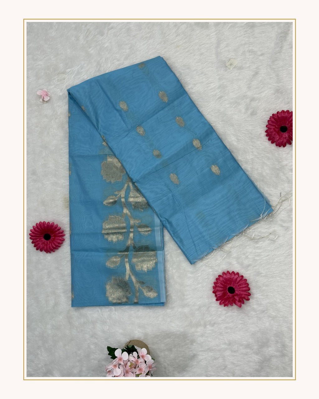 Maheshwari - Cotton Silk - Sky Blue Pastel Big