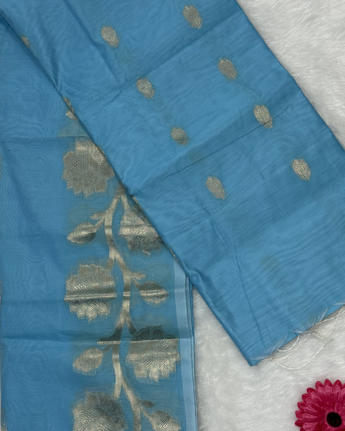 Maheshwari - Cotton Silk - Sky Blue Pastel Big