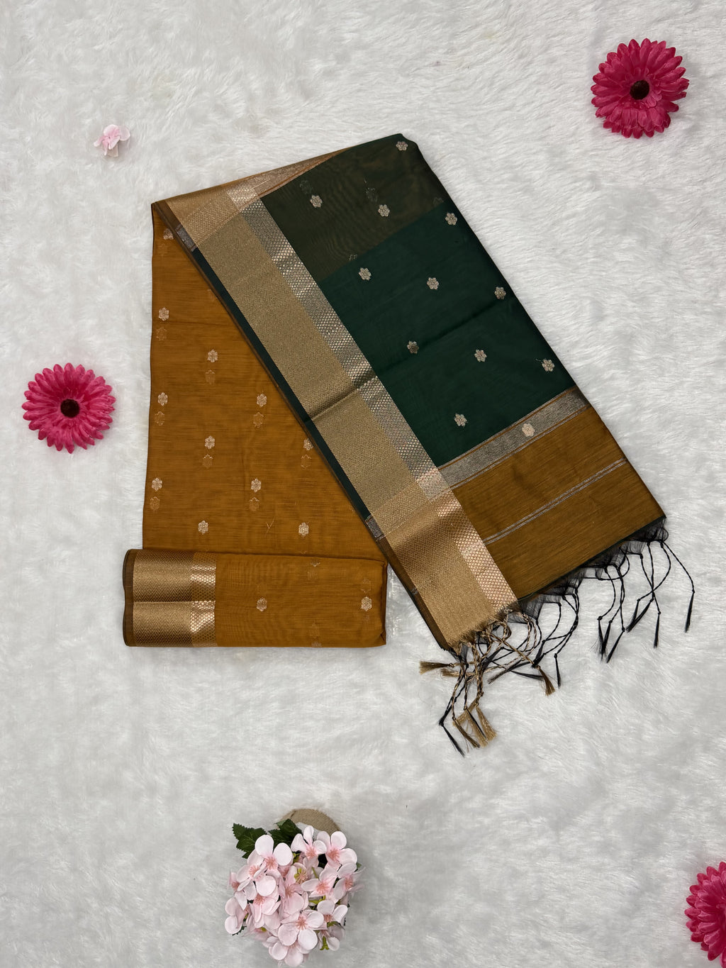 Maheshwari - Cotton Silk - Green Mustard