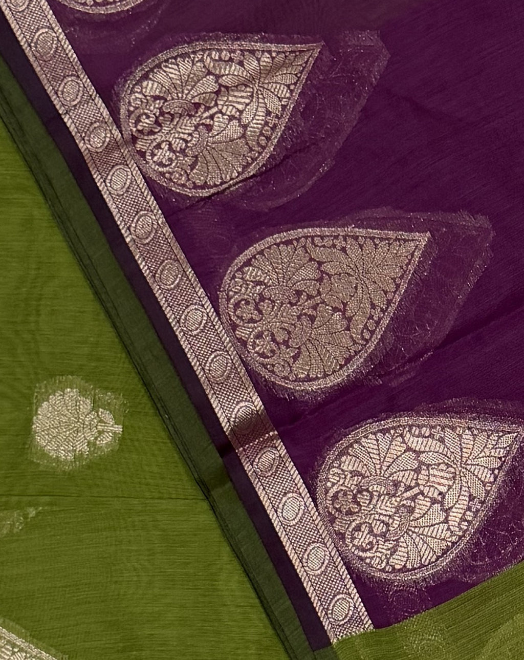 Maheshwari - Cotton Silk - Green Purple Paan