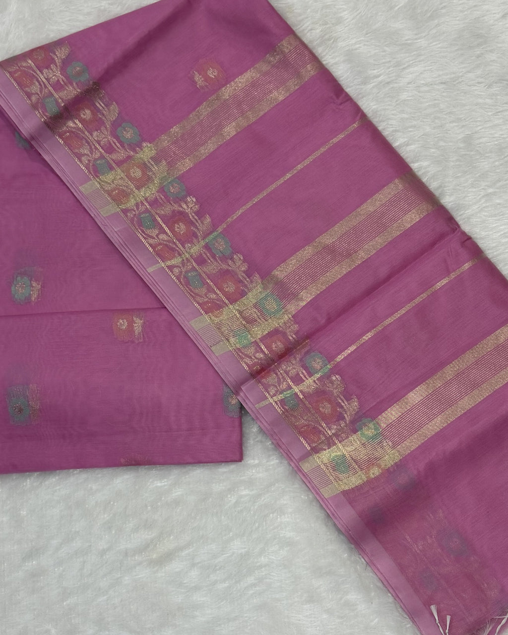 Maheshwari - Cotton Silk - Pastel Baby Pink Kali