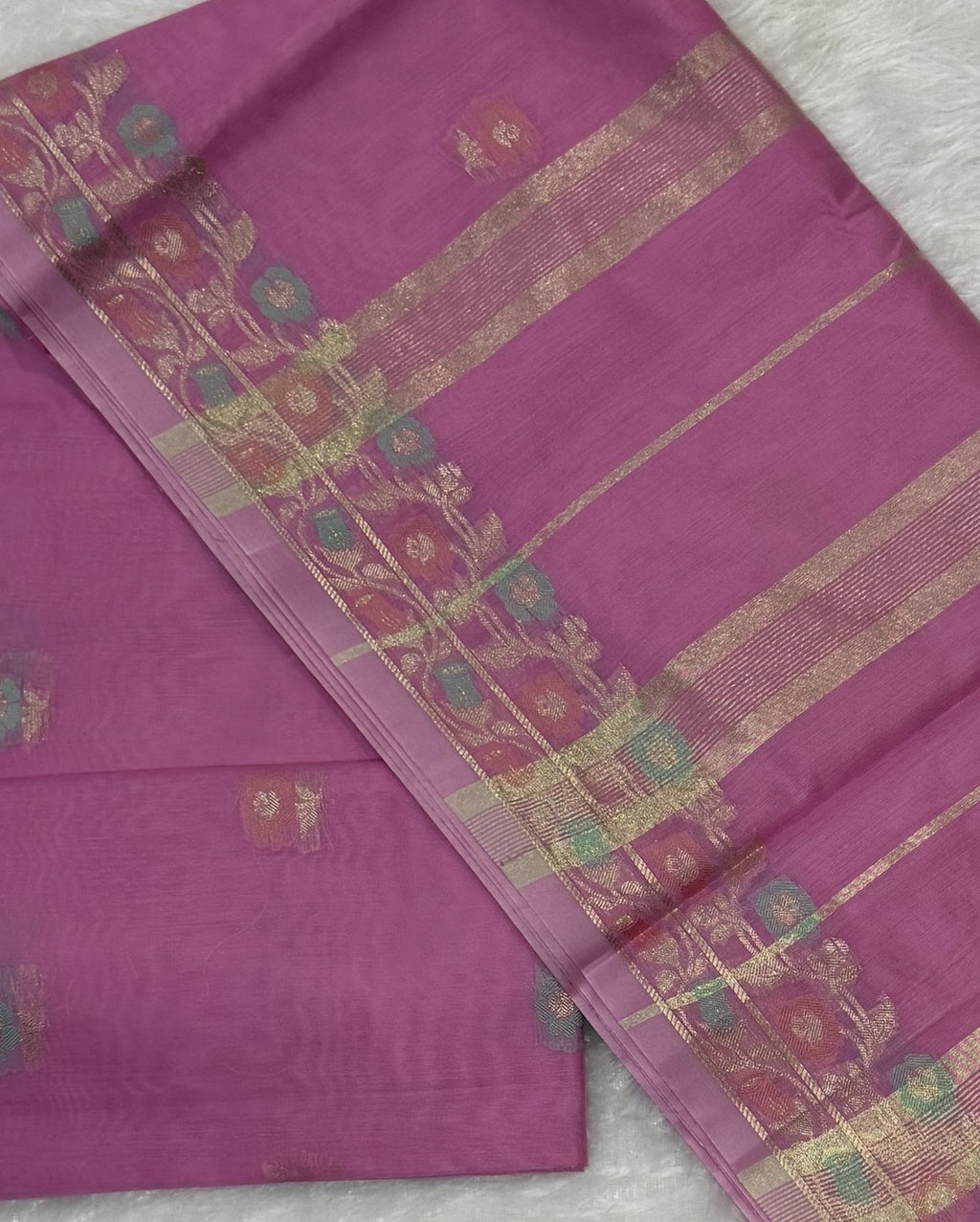 Maheshwari - Cotton Silk - Pastel Baby Pink Kali
