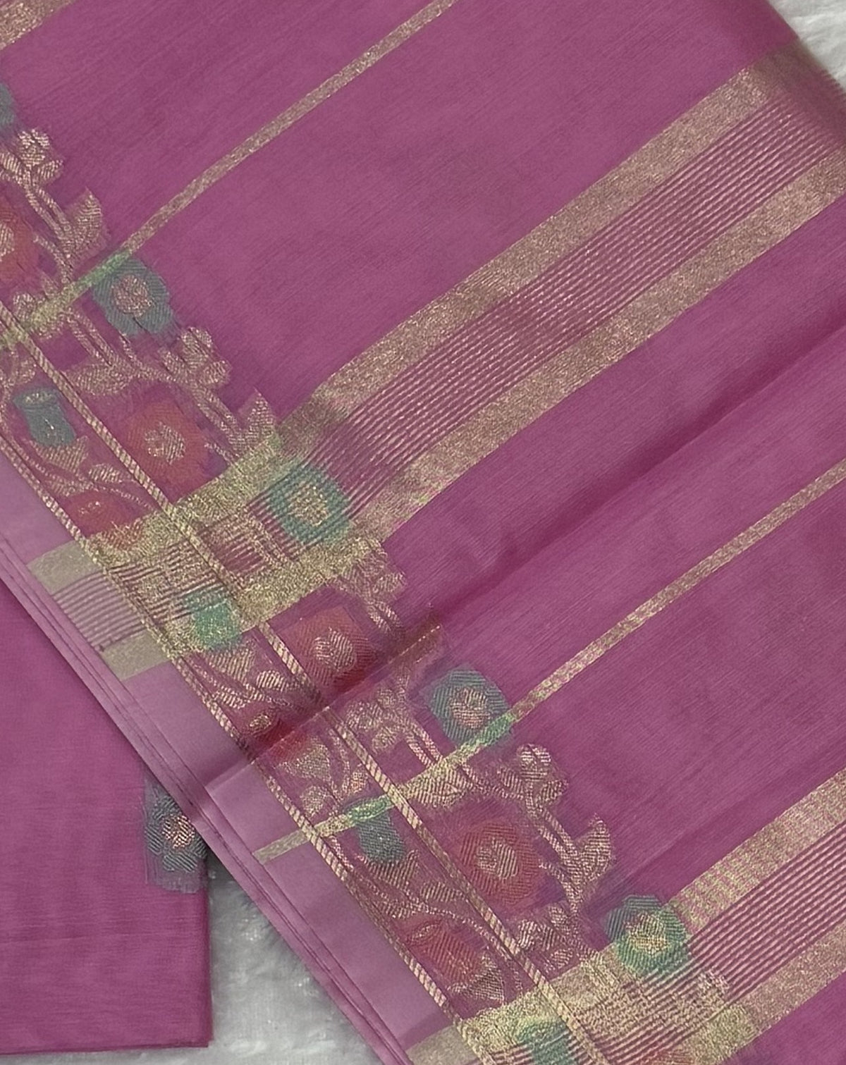 Maheshwari - Cotton Silk - Pastel Baby Pink Kali