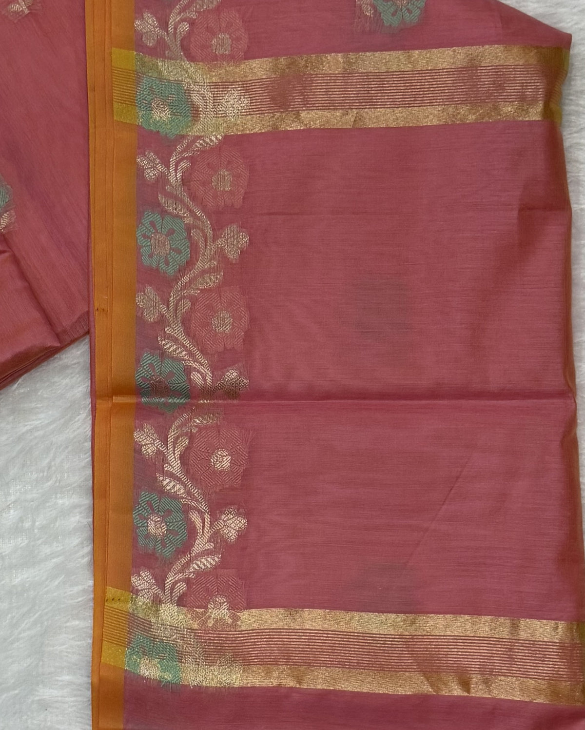 Maheshwari - Cotton Silk - Pastel Peach Kali