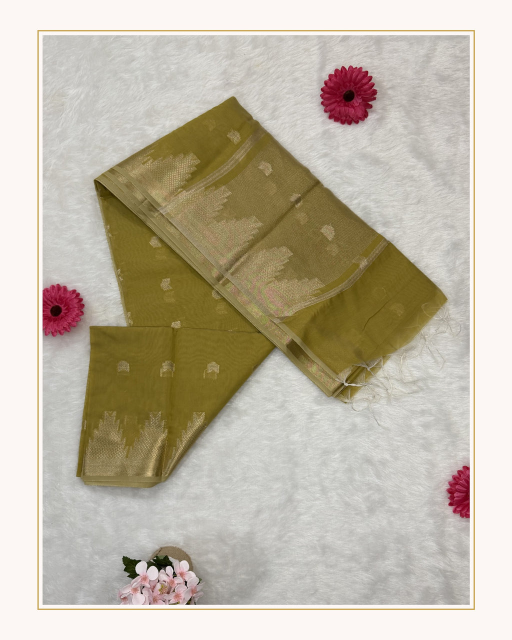 Maheshwari - Cotton Silk - Golden Arrows