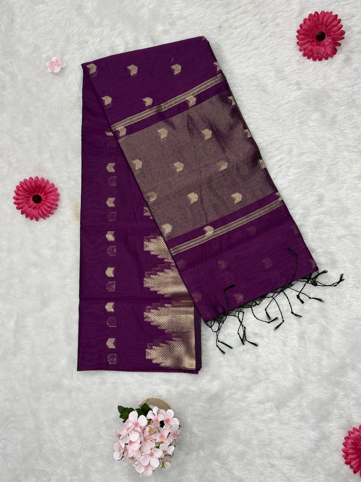 Maheshwari - Cotton Silk - Magenta Arrows