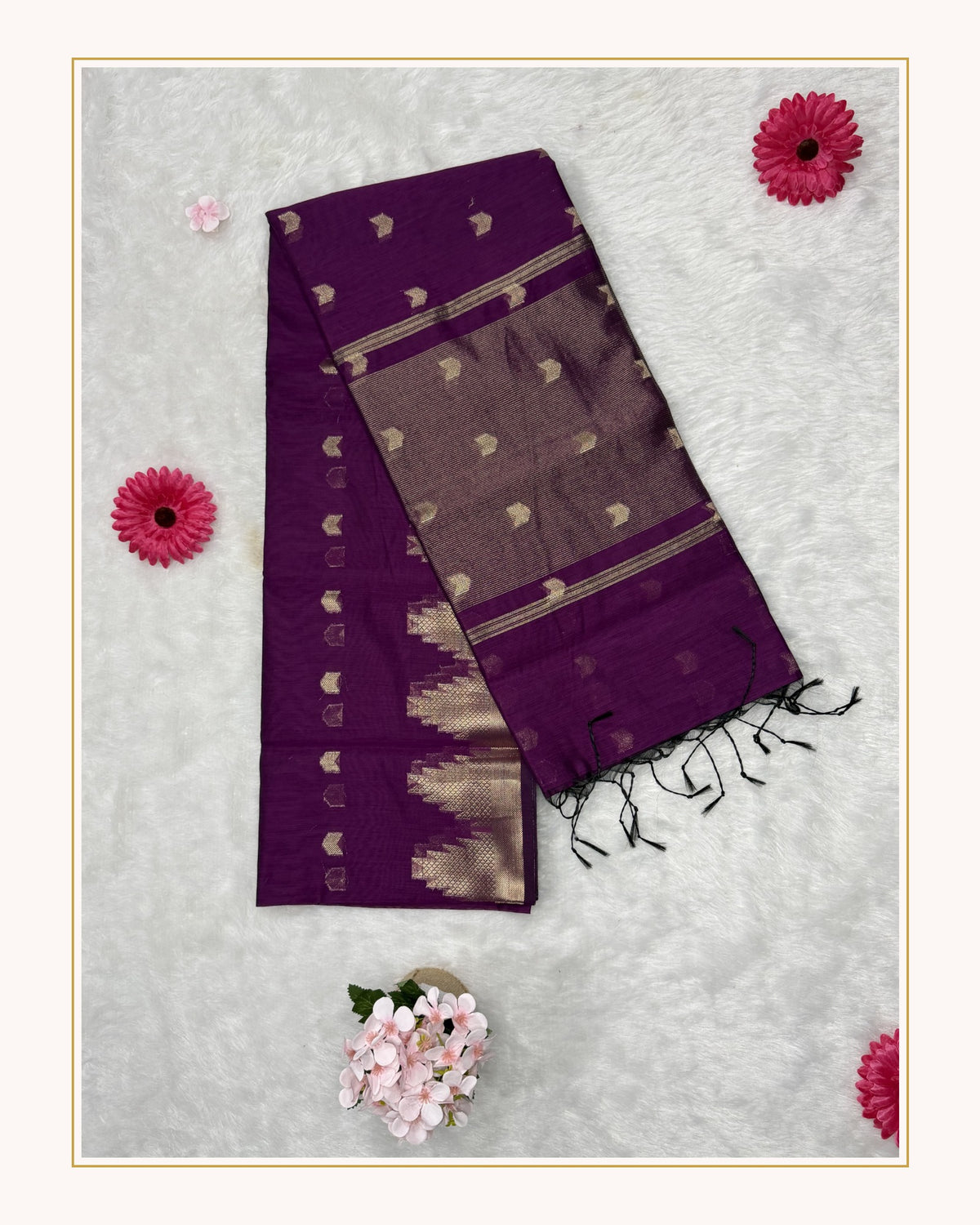 Maheshwari - Cotton Silk - Magenta Arrows