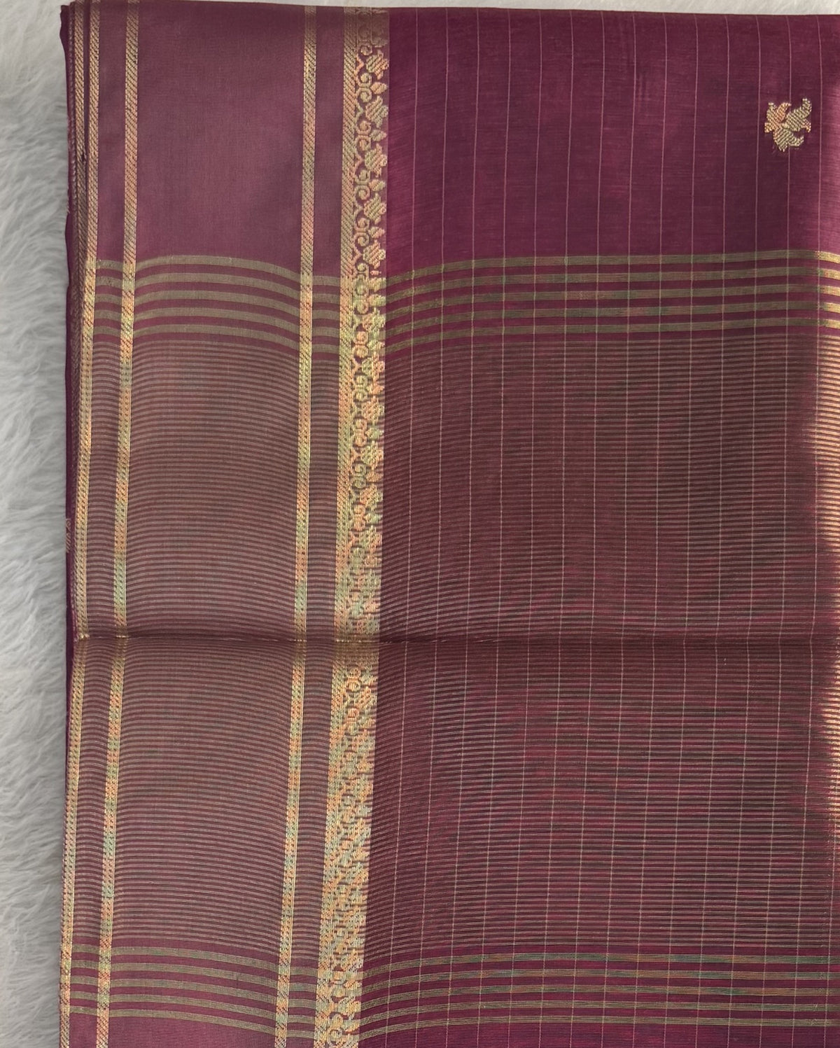 Maheshwari - Cotton Silk - Magenta Line Border