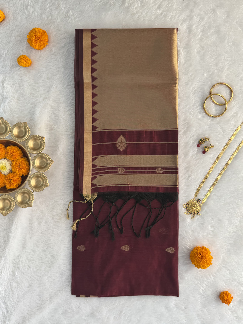 Maheshwari - Cotton Silk - Maroon Red Gold