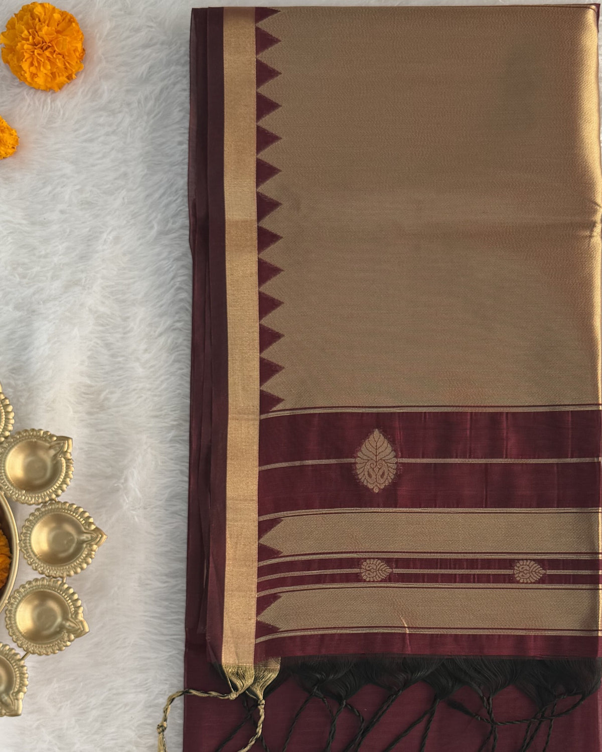 Maheshwari - Cotton Silk - Maroon Red Gold