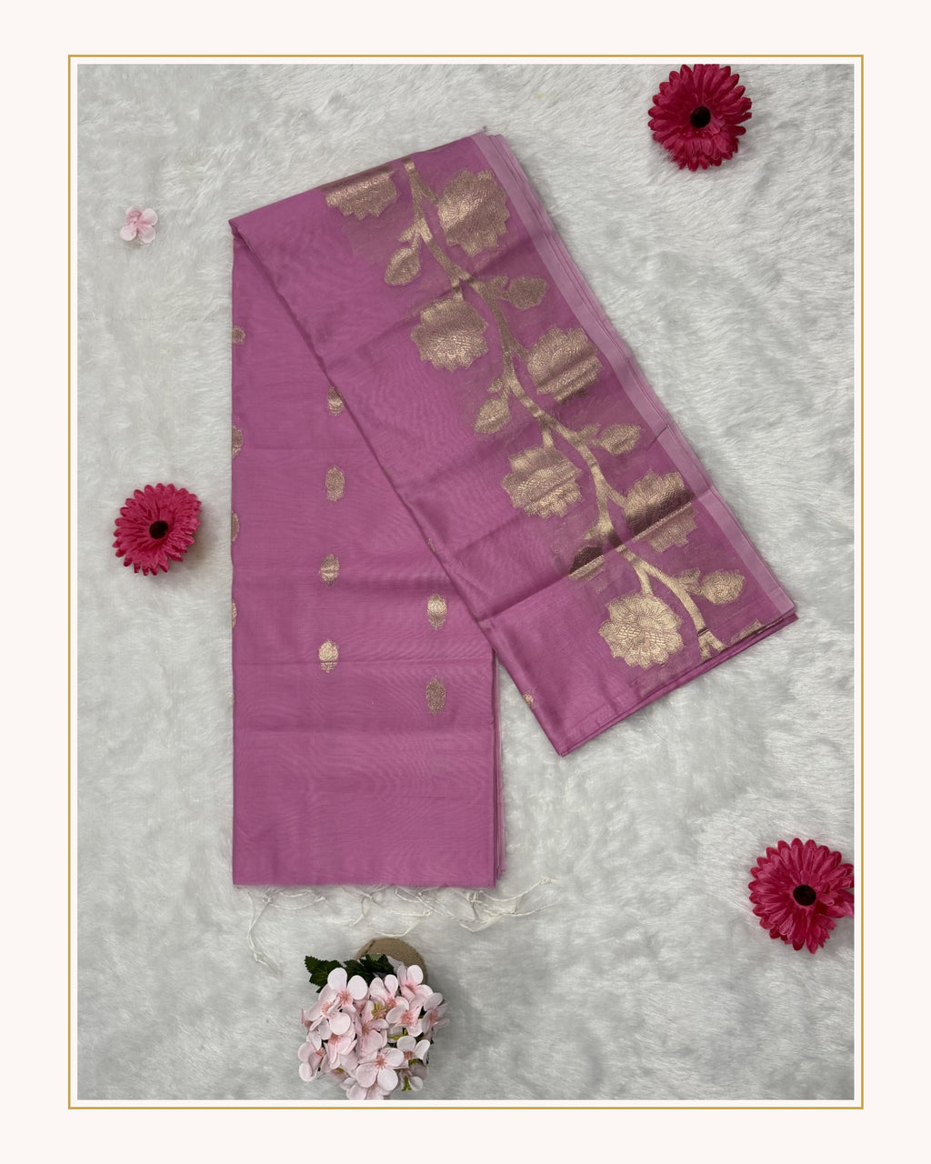Maheshwari - Cotton Silk - Baby Pink Pastel Big