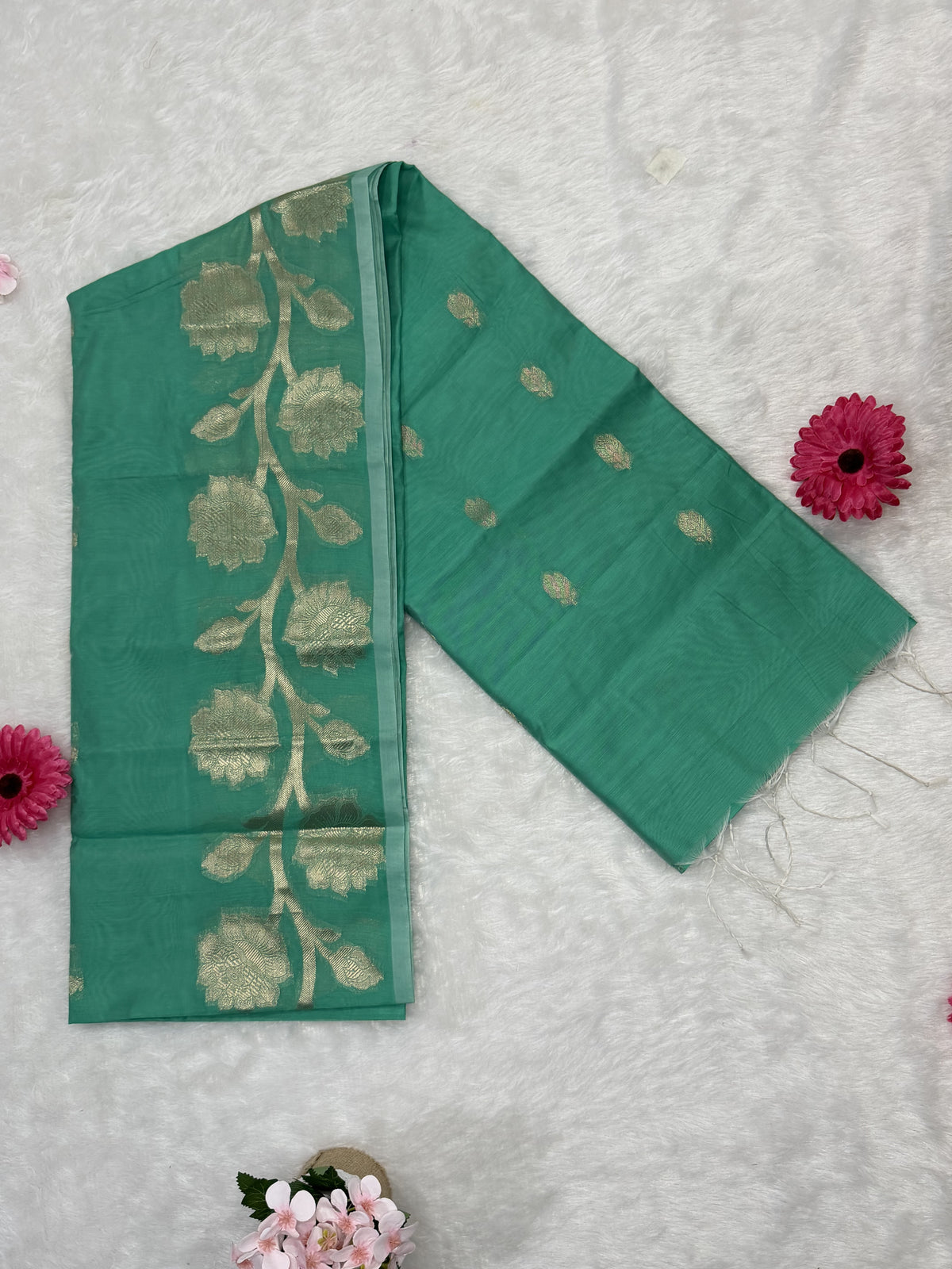 Maheshwari - Cotton Silk - Sea Green Pastel Big
