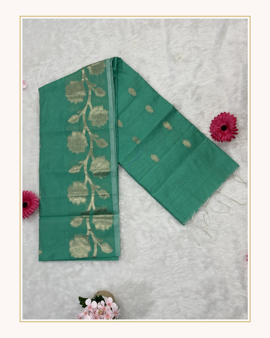 Maheshwari - Cotton Silk - Sea Green Pastel Big