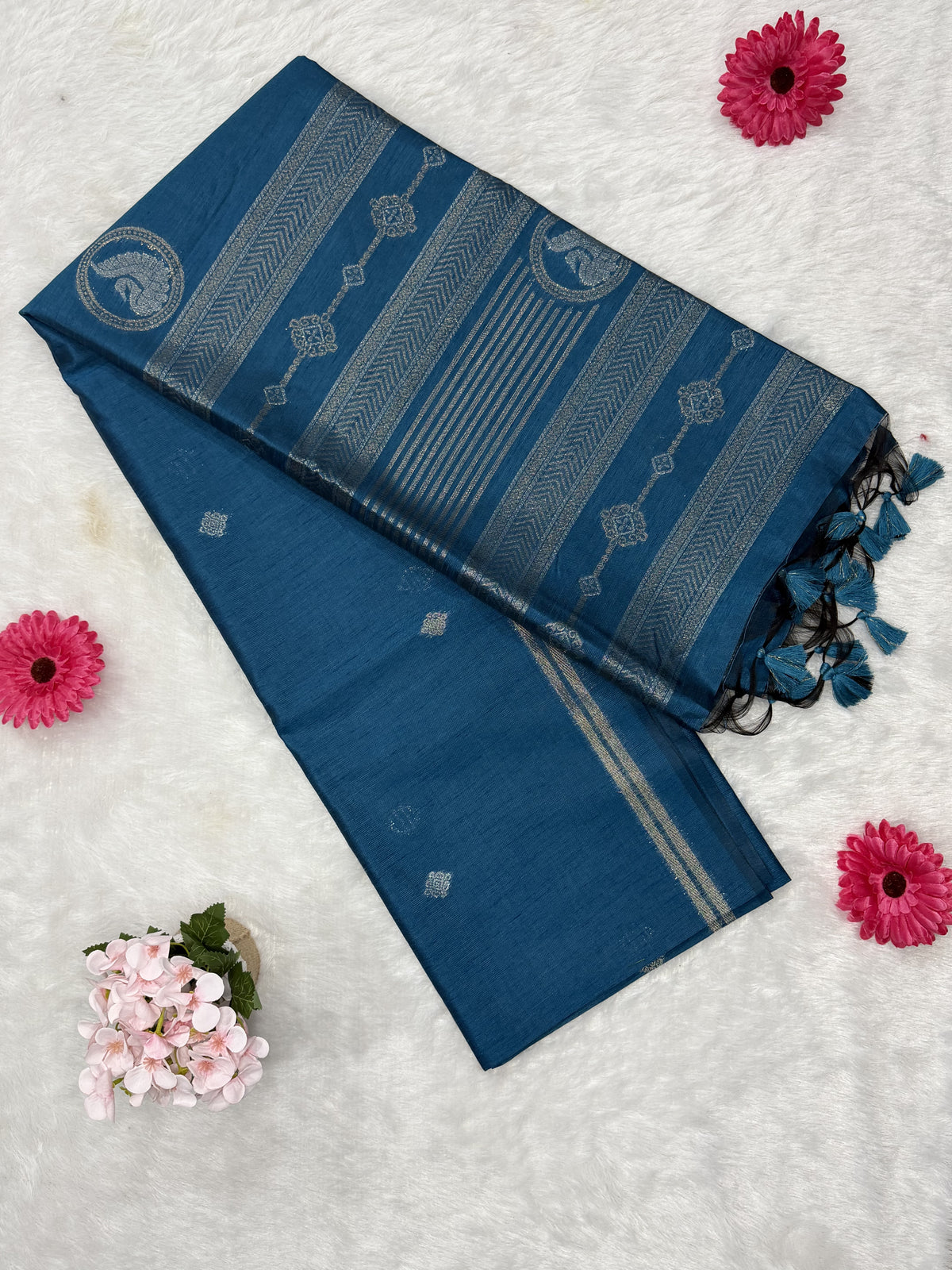 Silk - Linen Silk - Peacock Blue