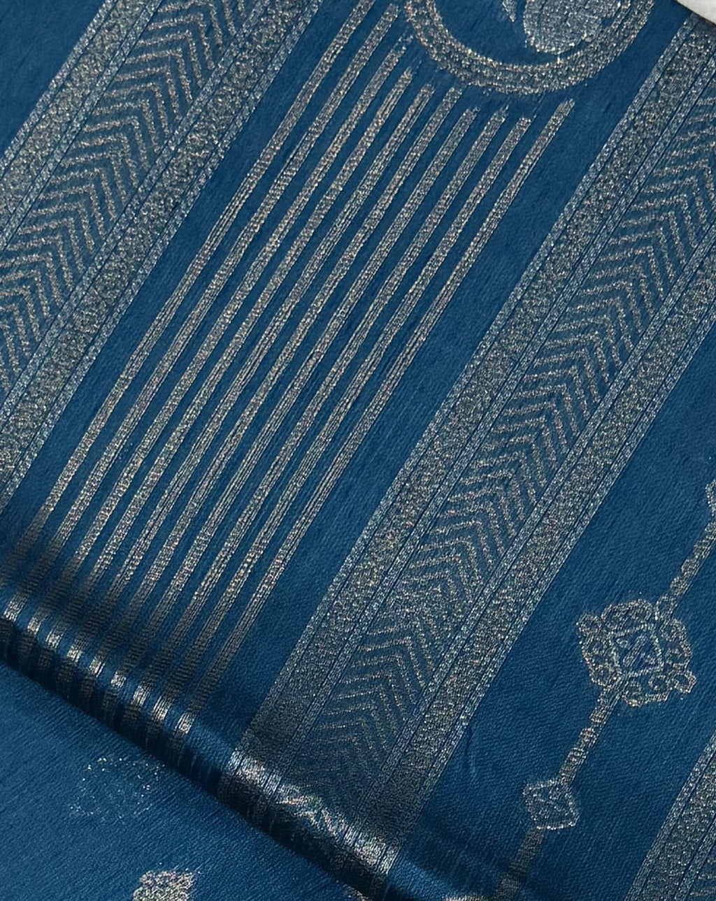 Silk - Linen Silk - Peacock Blue