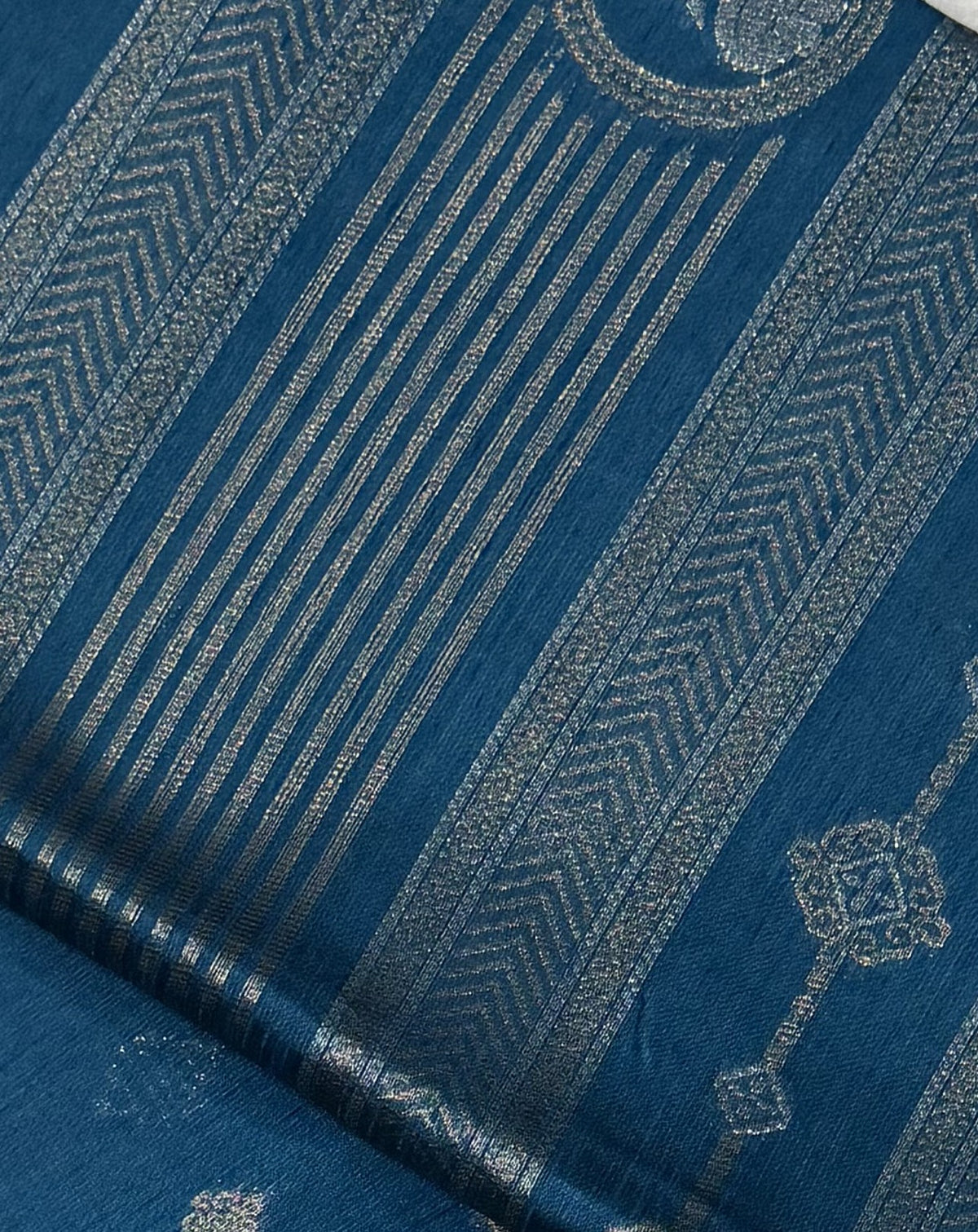 Silk - Linen Silk - Peacock Blue