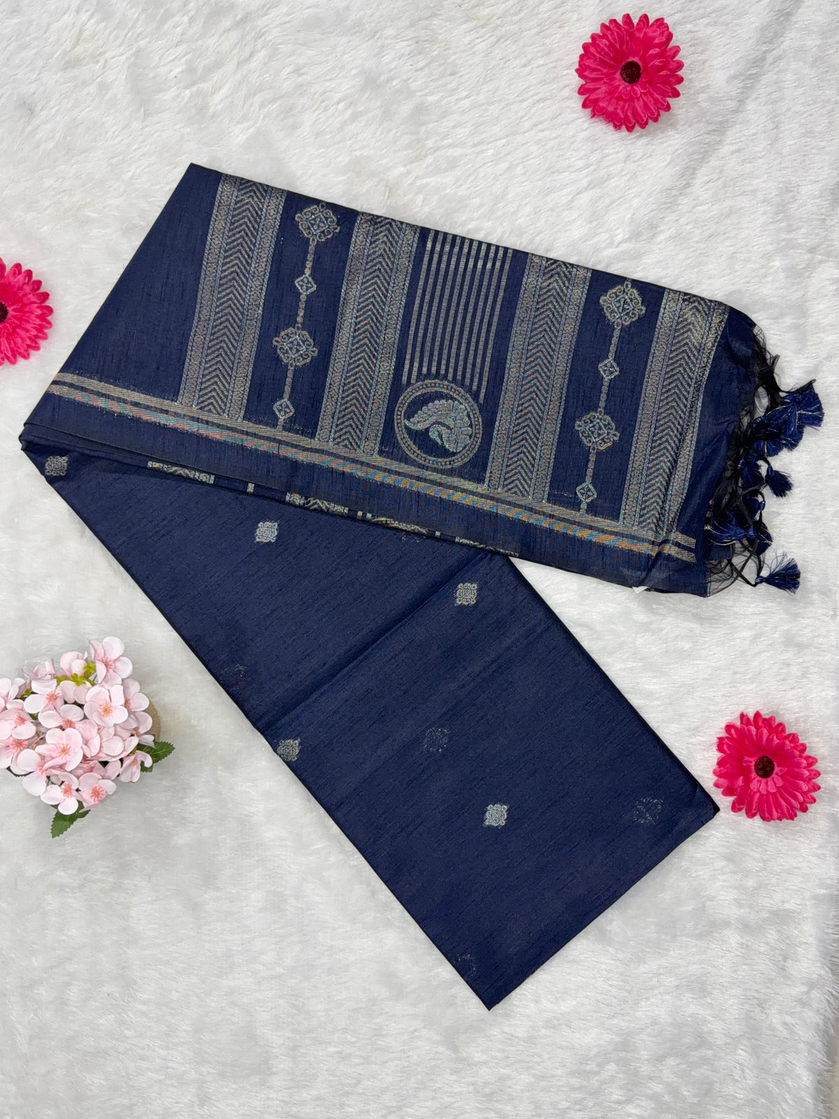 Silk - Linen Silk - Navy Blue