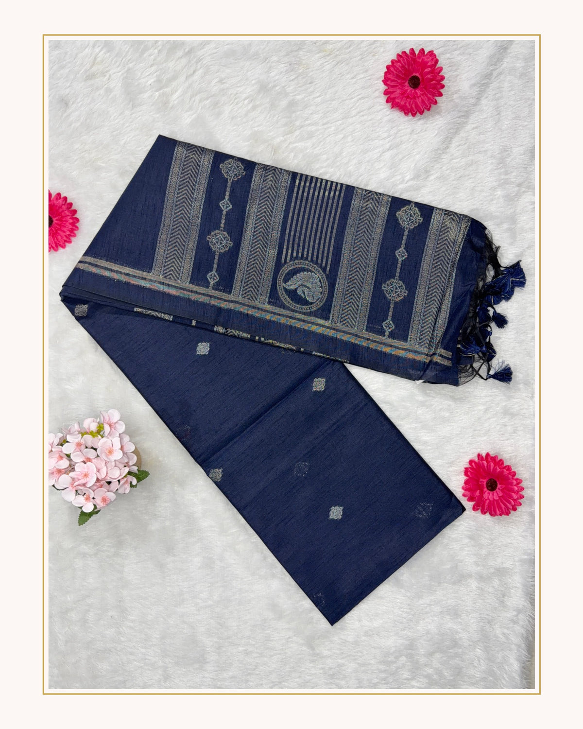 Silk - Linen Silk - Navy Blue