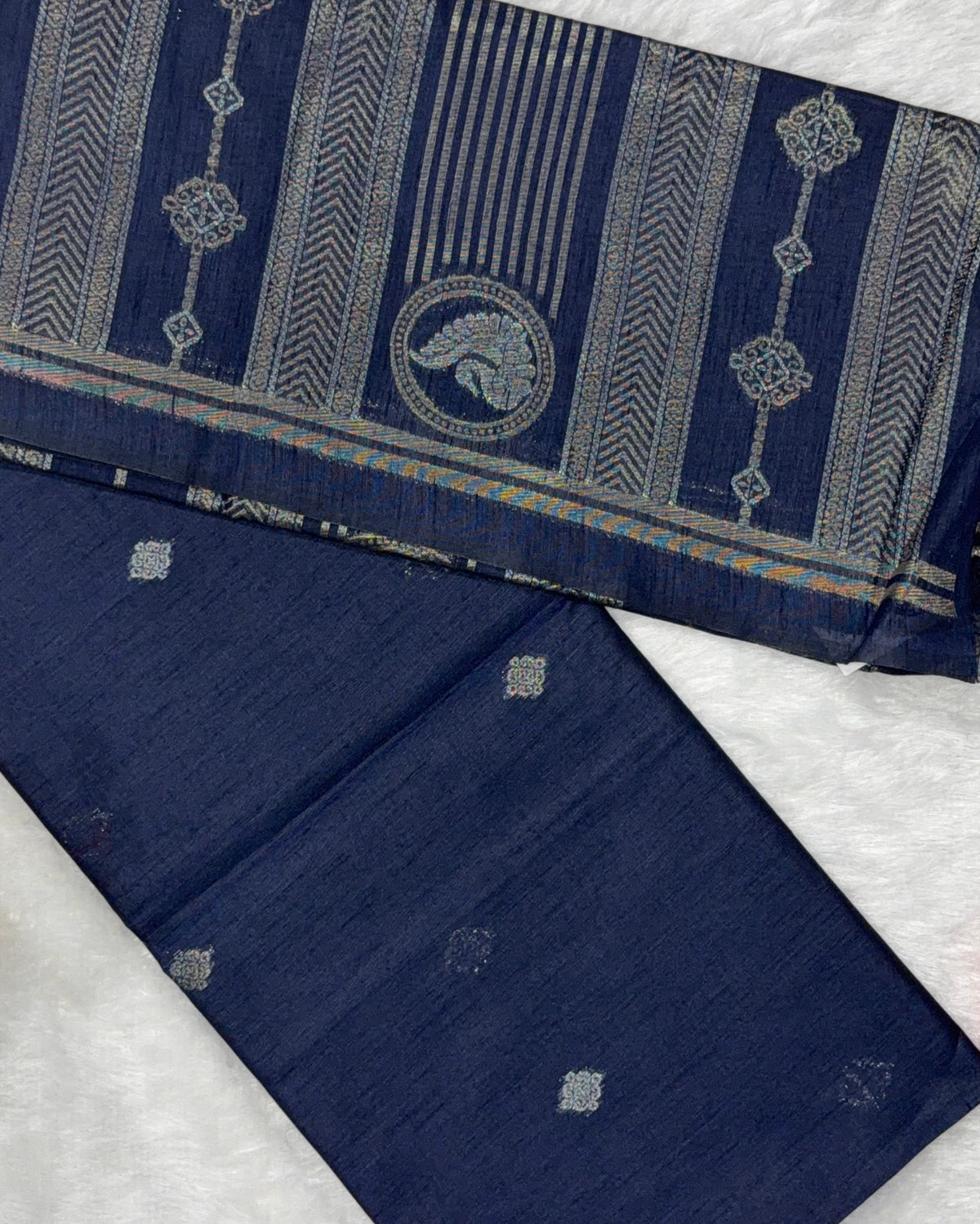 Silk - Linen Silk - Navy Blue