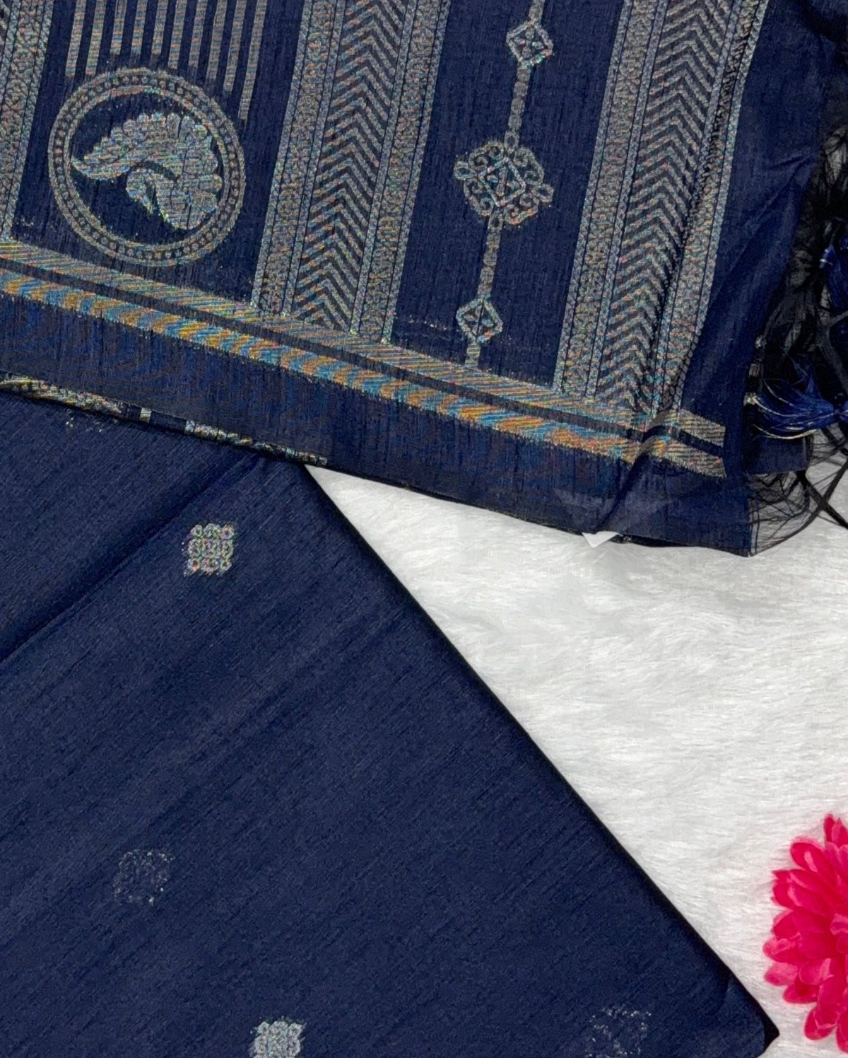 Silk - Linen Silk - Navy Blue