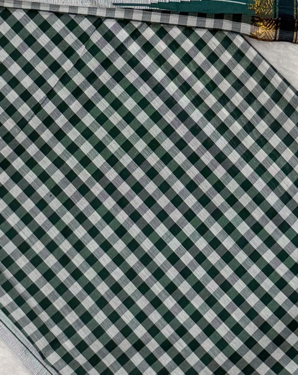 Ilkal - Cotton Silk - Dark Green Checks