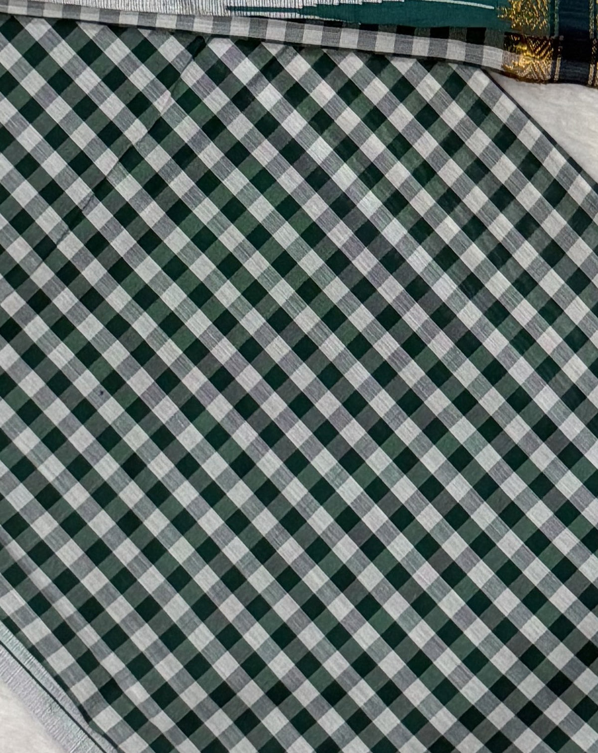 Ilkal - Cotton Silk - Dark Green Checks