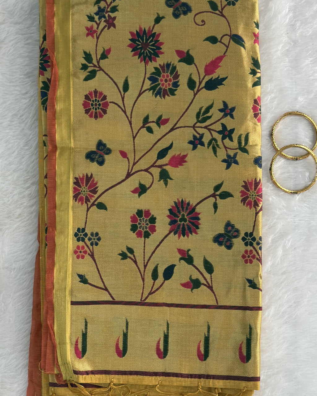 Jamdani - Cotton - Mustard yellow Sunflower
