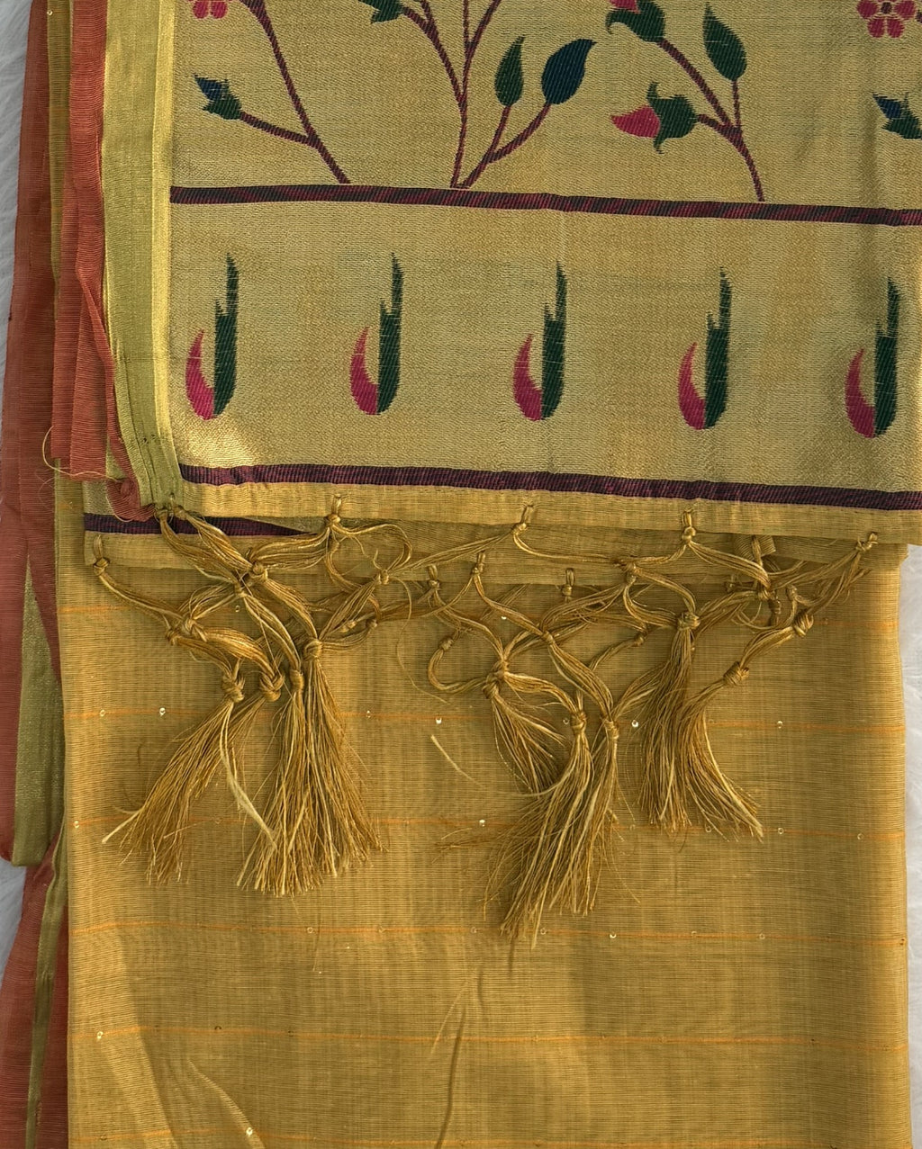 Jamdani - Cotton - Mustard yellow Sunflower