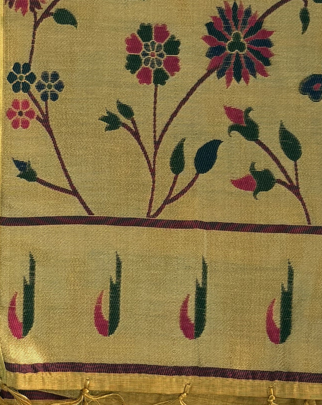 Jamdani - Cotton - Mustard yellow Sunflower
