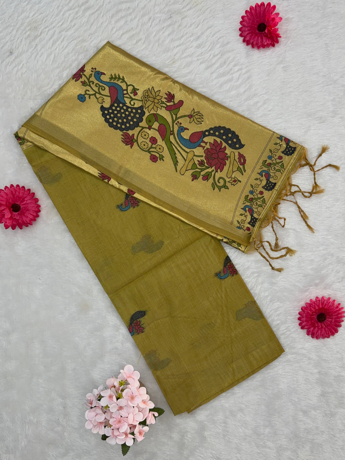 Jamdani - Cotton - Golden Peacock