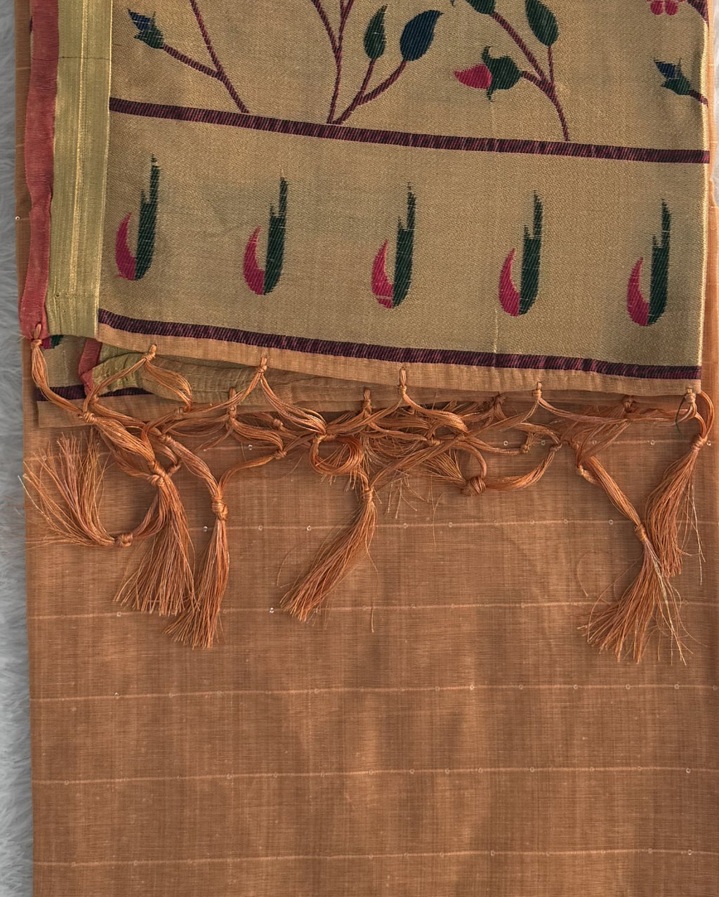 Jamdani - Cotton - Light Orange Sunflower