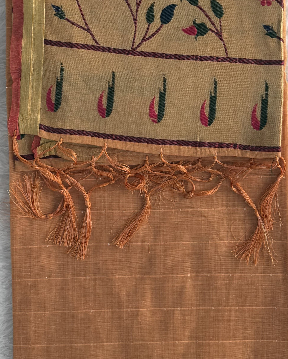 Jamdani - Cotton - Light Orange Sunflower