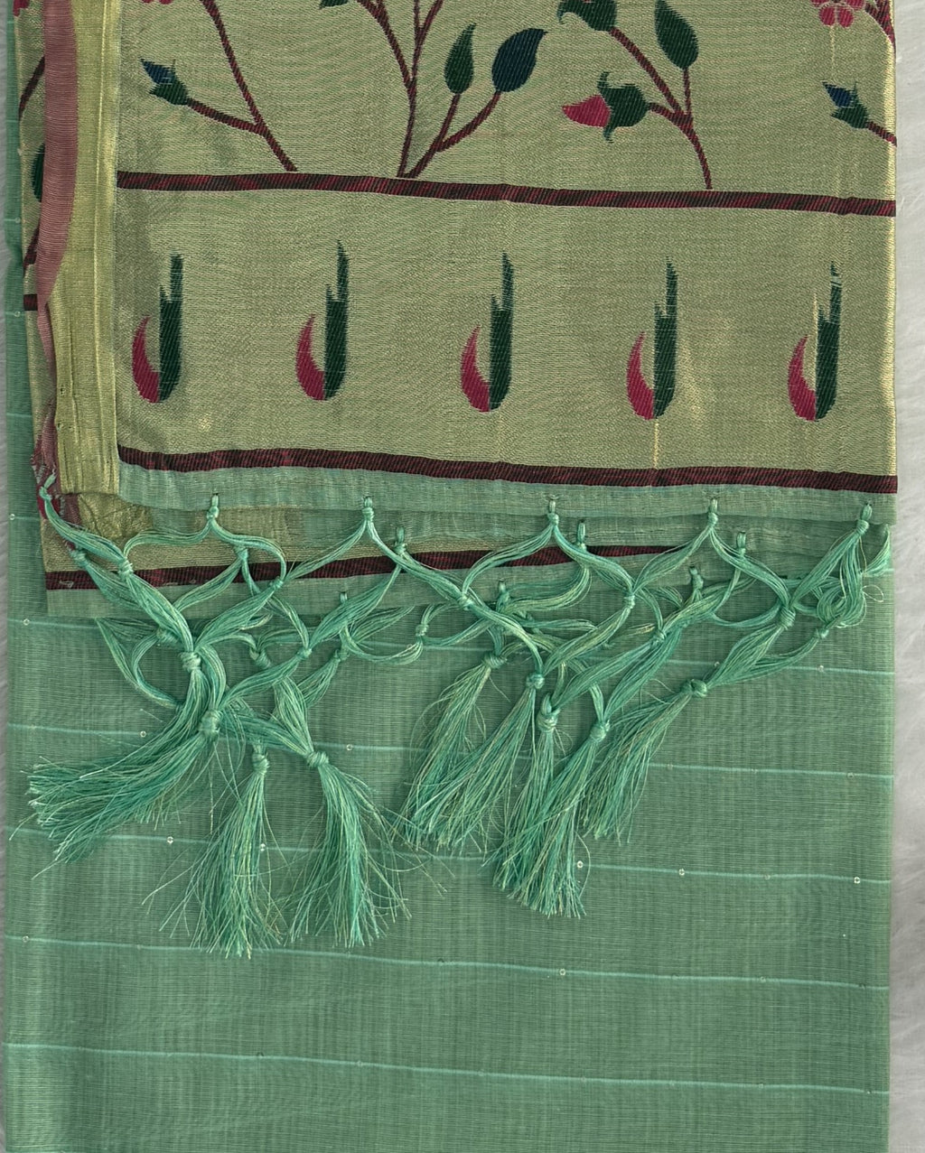 Jamdani - Cotton - Sea Green Sunflower