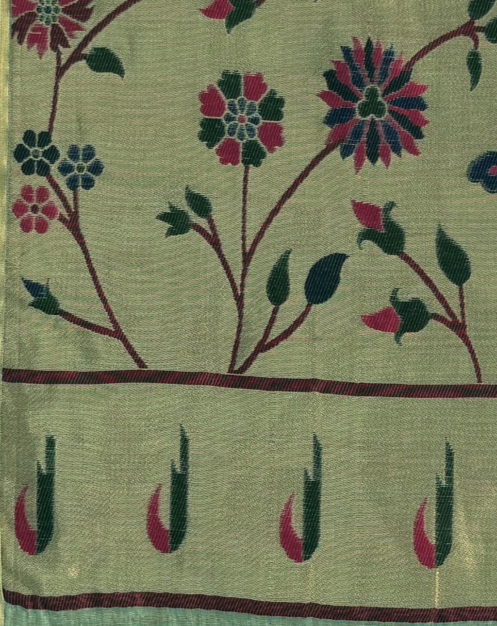 Jamdani - Cotton - Sea Green Sunflower