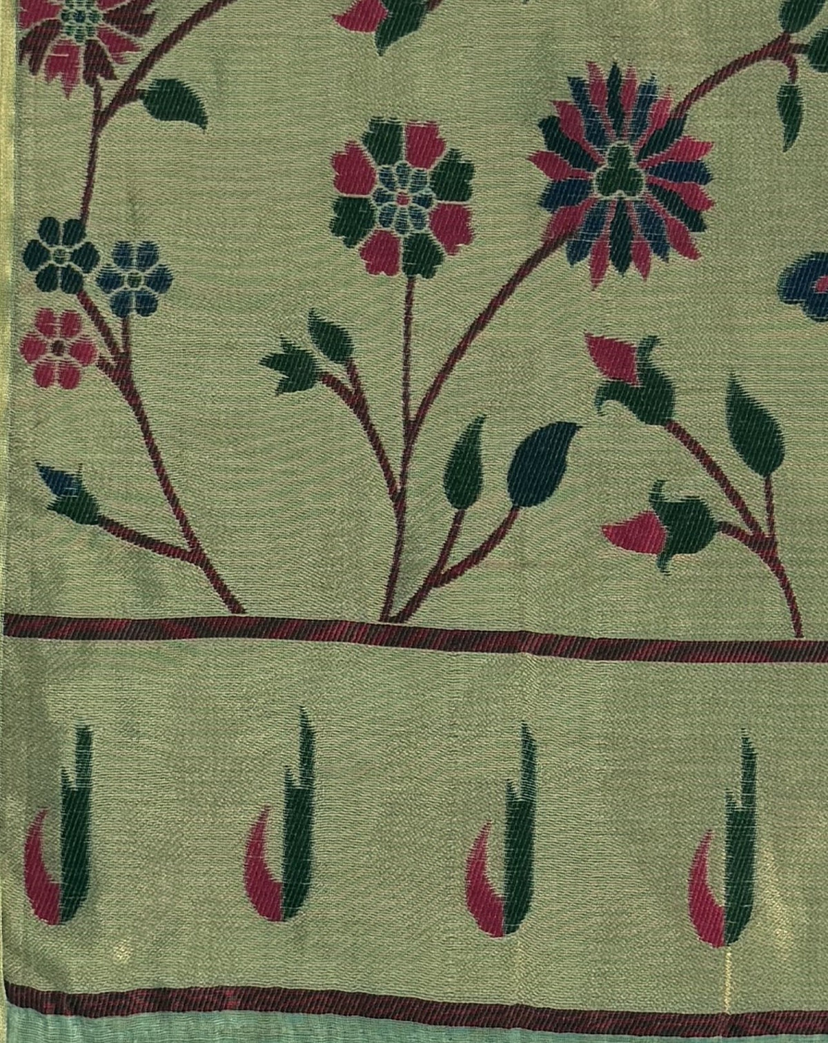 Jamdani - Cotton - Sea Green Sunflower